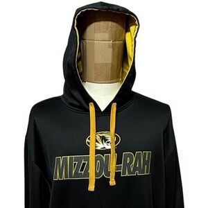 Missouri Tigers Football Hoodie Mens XL Black Gold Pullover‎ Majestic 101